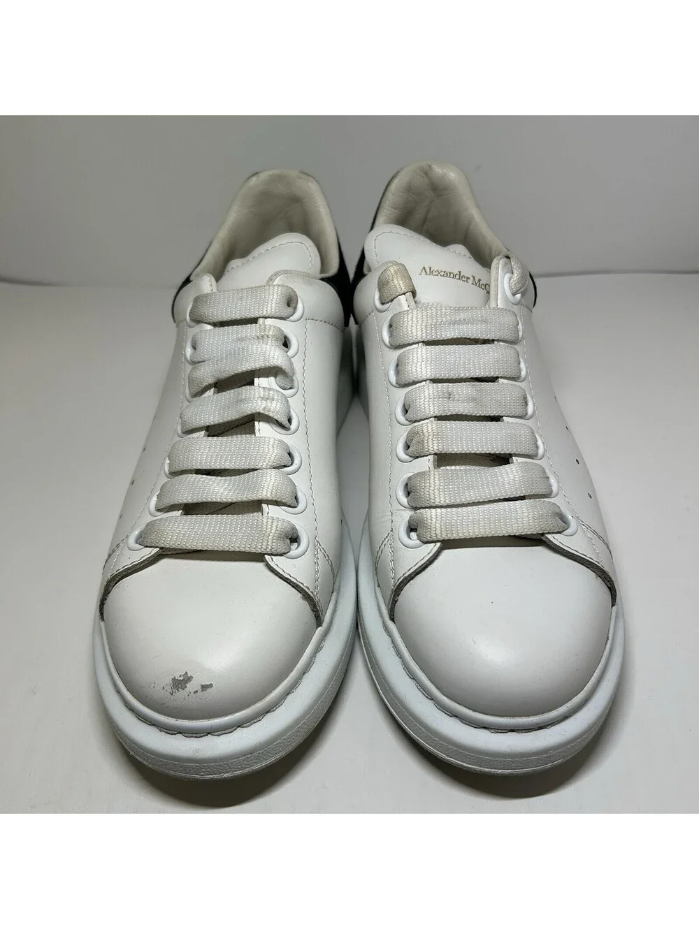 Alexander McQueen Oversized Sneaker White Leather Black Heel - Size 36 (6US)
